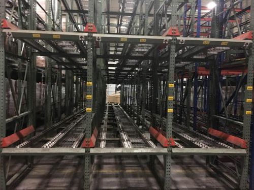 Used 12 deep x 3 high structural pallet flow racks for sale
