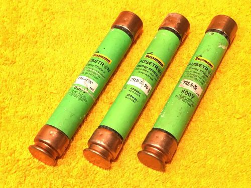 ***PERFECT*** LOT OF (3) FUSETRON FRS-R-30  30 AMP 600 VOLT DUAL ELEMENT FUSES