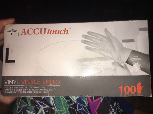 Medline Accutouch Powder-Free, Latex-Free Synthetic Exam Gloves Clear, Large
