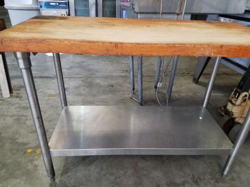 Maple Butcher Block Prep Work Table - 48&#034;x24&#034;x2&#034; with Under Shelf