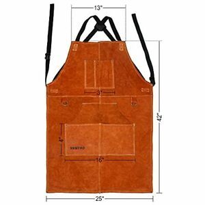 Leather Welding Apron Woodworking Shop Apron Tool Apron 6 Pockets 36&#034; Resistant