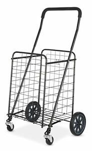 Mainstays Adjustable Steel Rolling Shopping Cart - Black - 21&#034; x 20.5&#034; x 39&#034;
