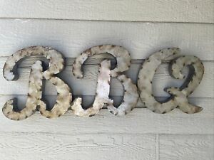 Large Retro Recycled Metal Sign - BBQ-  Tin W Metal Distressing