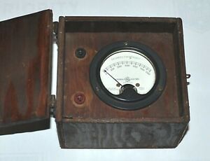 GENERAL ELECTRIC TYPE DO-41 METER FAHRENHEIT 0-600 DEGREES IN WOOD CASE VINTAGE