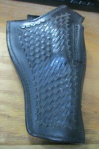 Smith &amp; Wesson Heavy Black Basket weave Leather Pistol Holster (#B30 94W) VGC