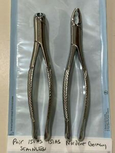 150AS &amp; 151AS UPPER LOWER PAIR UNIVERSAL DENTAL EXTRACTION FORCEP NORDENT GERMAN
