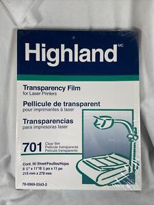 Highland Transparency Film For Laser Printers 701Clear 50 Sheets New Sealed