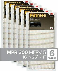Filtrete 16x25x1, AC Furnace Air Filter, MPR 300, Clean 16 x 25 x 1, White
