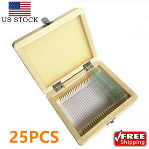 Microscope Slide Box Case Wooden Storage Box Holding 25 Slides