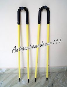 Bipod set of 2 pcs thumb release yellow range prism pole surveying seco topcon