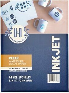Hayes Paper, Waterslide Decal Paper INKJET CLEAR 20 Sheets Premium Water-Slid...