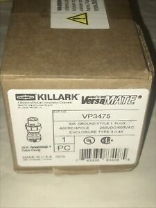 NEW Killark VP3475 VersaMATE 30A Ground Style 4-wire Male Cord End