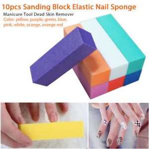 10pcs Washable Sanding Block Elastic Nail Sponge Manicure Tool Dead Skin Remover