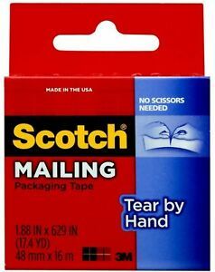 Scotch Tear-By-Hand Packaging Tape 1 ea (Pack of 3)
