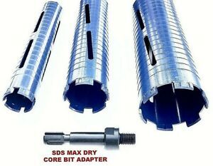 2 SDS MAX Dry Core bit adapters with 2&#034;, 2.5&#034; and 3&#034; laser welded dry core bits