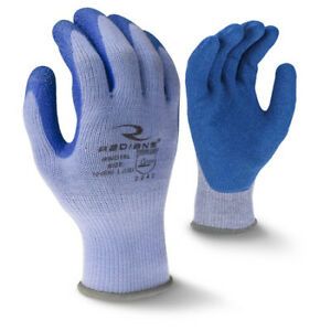 RADIANS RWG16S Latex Coated Gloves, Palm Coverage, Blue, S, 12PK
