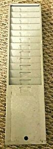 Vintage TIME CARD RACK Industrial 12 Slot Holder Gray Steel Wall Mount