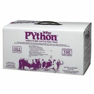 Python  Insecticide Fly Tags 100/pkg Cattle Cows Calf