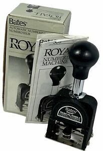 BATES ROYALL RNM6-7 Automatic Numbering Machine Ink Stamp 6 Wheels 7 Movements