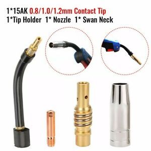 0.8/1.0/1.2mm 15AK 4pcs Torch Welding Accessories Nozzles Swan Neck Hot