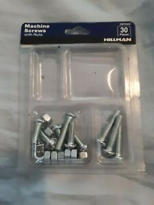 Hillman (591544) 1/4&#034; Round Head Combo Machine Screws w/Hex Nuts, Zinc
