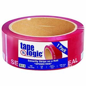 Boxes Fast Tape Logic Security Strips on a Roll 3.9 Mil 2&#034; x 5 3/4&#034; Red Pack ...