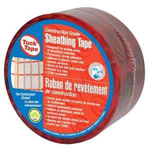 Tuck Tape Construction Sheathing Tape, Epoxy Resin Tape, 2.4 in x 216 ft Red