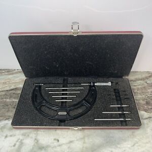 Starrett No. 224 - 2&#034; to 6&#034; outside micrometer set - 2&#034; - 6&#034; Box, case etc.