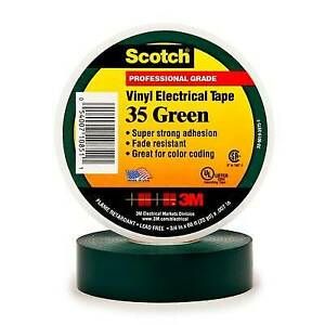 3M 35 Scotch Vinyl Electrical Color Coding Tape Green 1/2 in x 20 ft - 10 Pack