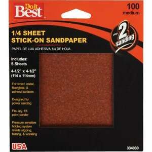 Do it Best Stick-On 100 Grit 1/4 Sheet Power Sanding Sheet (5-Pack) Pack of 100