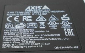 AXIS Communications T8144 60W Industrial POE Midspan, 01154-001