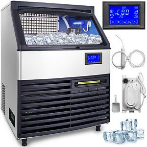 Ice Cube Maker Machine 145Kg/320Lbs Commercial Water Filter Stainless Steel