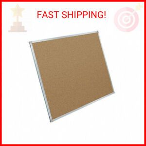 Mead Corkboard, Framed Bulletin Board, 3&#039; x 2&#039;, Cork Board, Aluminum Frame ( …
