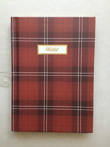 H&amp;M 1Pc Notebook Memo Paper Whishlist  Book Wine Gold Border Strip Hard Cover NE