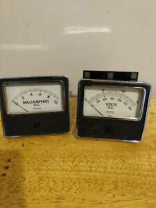 VTG Phastron Custom DC VOLTS &amp; MILLAMPERS mirrored panel meters Steampunk Gauge