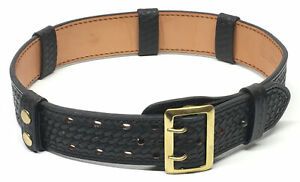 Dutyman Black Leather Basketweave Belt 30 #1021U With Buckle &amp; Keepers