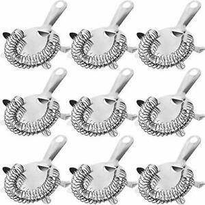 9 Pack Cocktail Strainer, 4-Prong Stainless Steel Bar Strainer, 6 inches, Silver