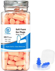 LYSIAN Flesh Color Foam Ear Plugs for Sleeping - 60 Pairs 38dB SNR Noise Reducti