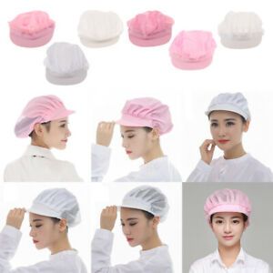 6x Unisex Solid Color Mesh Industrial Workshop Protective Working Kitchen Hats