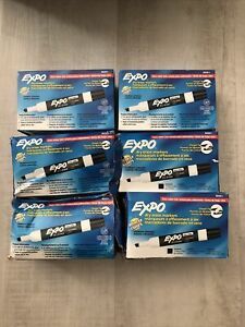 (6) Expo Low Odor Chisel Tip Dry Erase Markers Black 12 Pack Each, 72 Total Z4