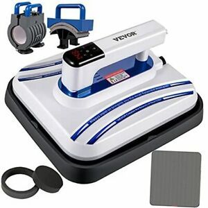 Portable Heat Press 5 in 1Easy Press 800W Mini Heat Press with 12x10 Inch Blue