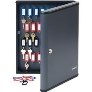 Steelmaster Security Key Cabinet - 11.8&#034; x 2.4&#034; x 14.8&#034; - Key Lock - Charcoal -