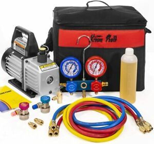 3CFM 1/4HP Air Vacuum Pump HVAC R134a R12 R22 R410a A/C Refrigeration Kit AC