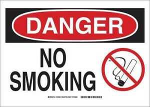 BRADY 25912 Danger No Smoking Sign, 10X14&#034;, ENG, Legend Style: Symbol and Text