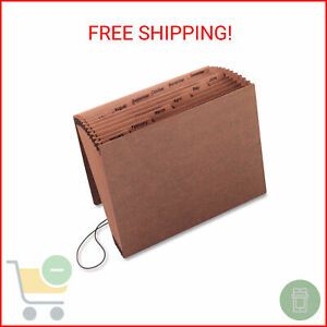 Smead 12 Pocket Jan-Dec TUFF Accordion Expansion File, Cord Closure, Letter, Red