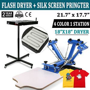 4 Color Screen Printing Press Kit Machine 1 Station Silk Screening Flash Dryer