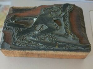 Vintage Skiing Printing Block 3x2&#034;