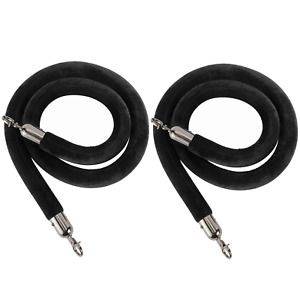 NovelBee 2 Pack of 10 Feet Velvet Rope with Black Stainless Steel Hooks,Crowd Co