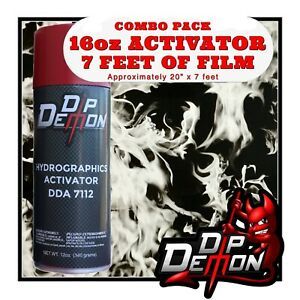 16oz hydrographic film / activator Black and Clear Flames hydro dipping wizard