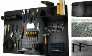Pegboard Organizer  4 ft. Metal Pegboard Standard Tool Kit with Storage Black
